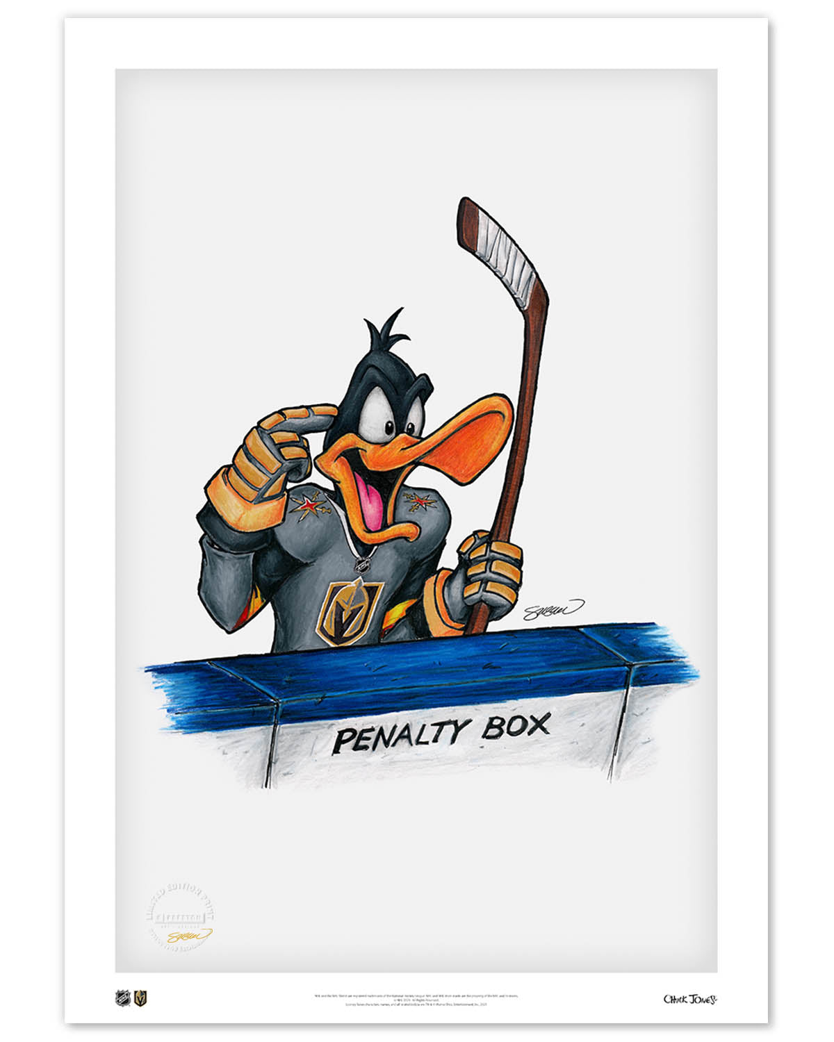 Duck Season Hockey Season x NHL Golden Knights Daffy Duck Limited Edition Art Print
