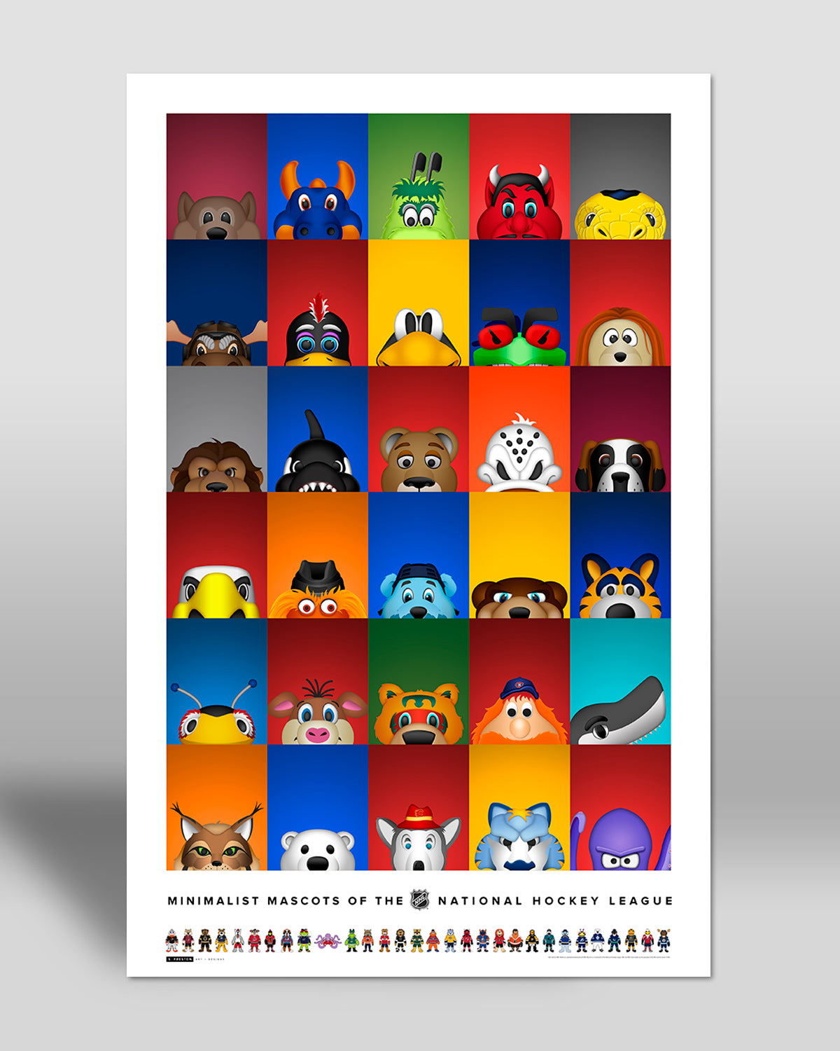 Minimalist All NHL Mascots Poster Print National Hockey League - S Preston
