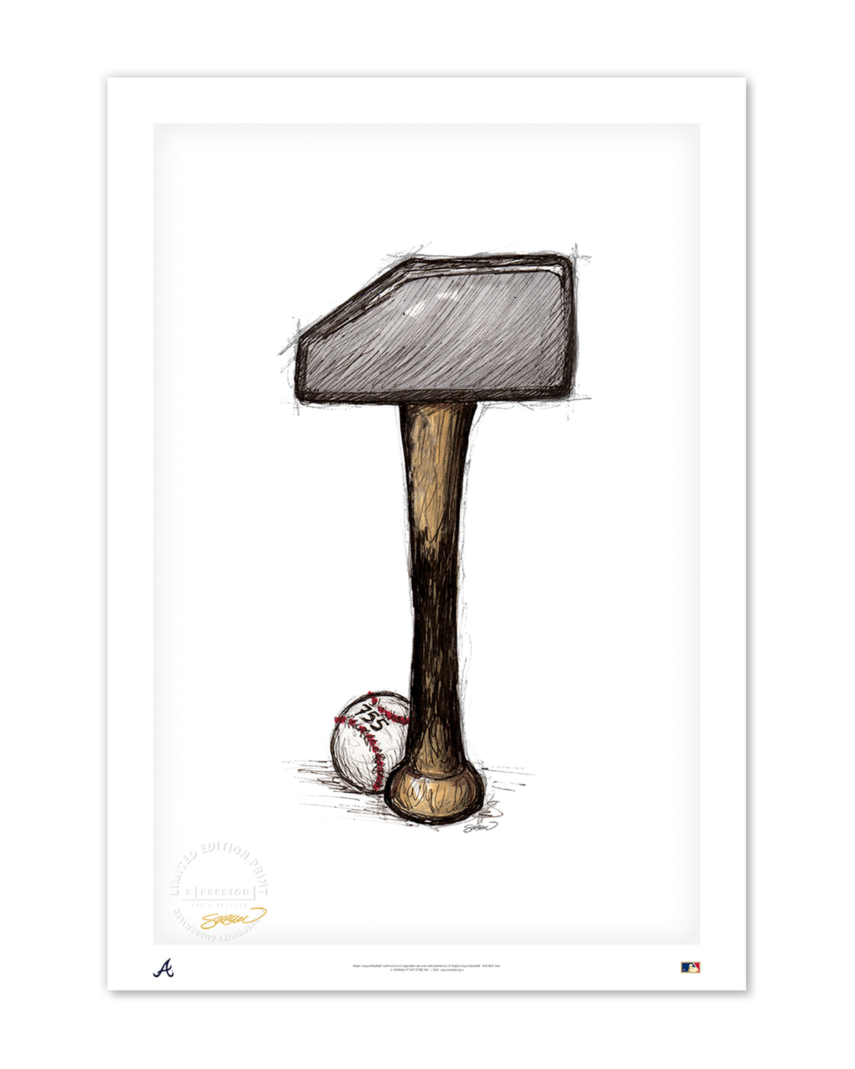 Remembering Hank Aaron Tribute Sketch Print