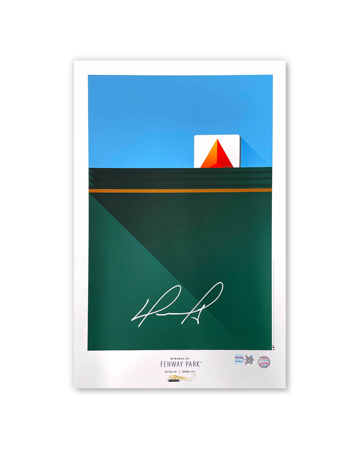 Minimalist Fenway Park - David Ortiz Autographed - Poster Print - Authenticated