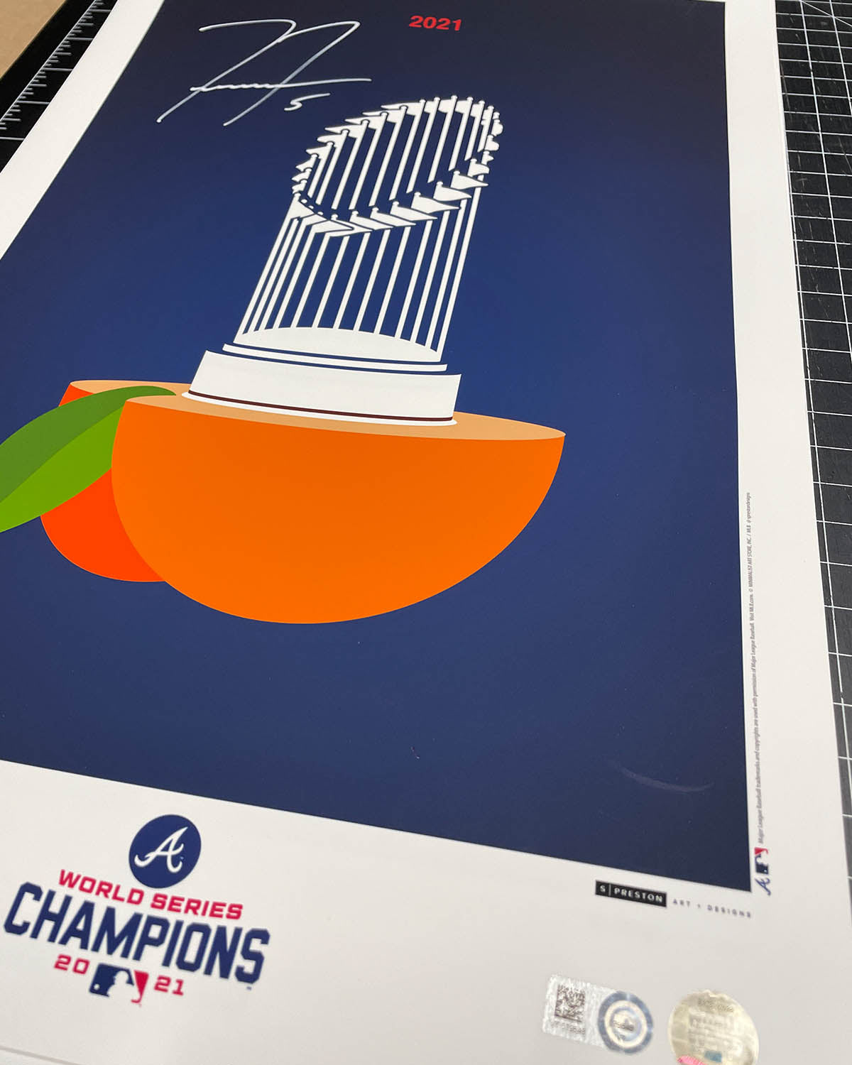 Minimalist World Series 2021 - Freddie Freeman Autographed - Poster Print - Authenticated