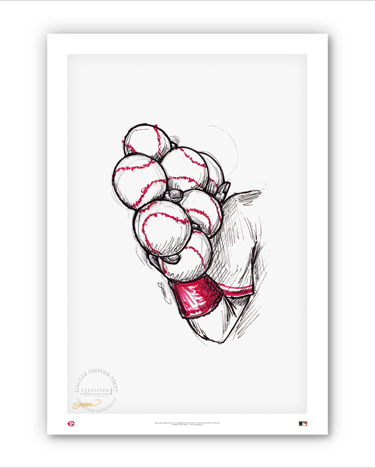 7-Ball Grip Ink Sketch (Johnny Bench)