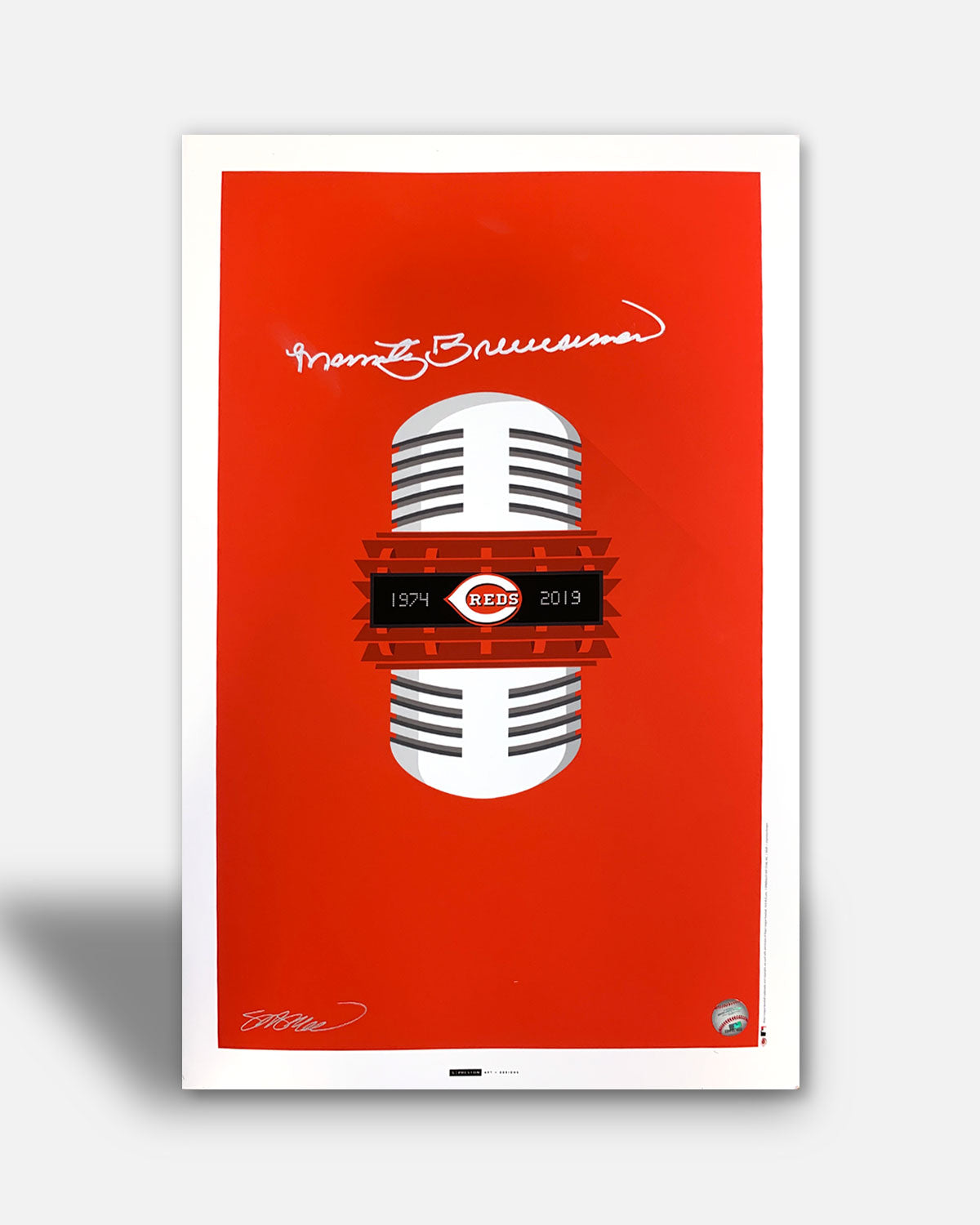 Minimalist Reds Broadcasting - Marty Brennaman Signed