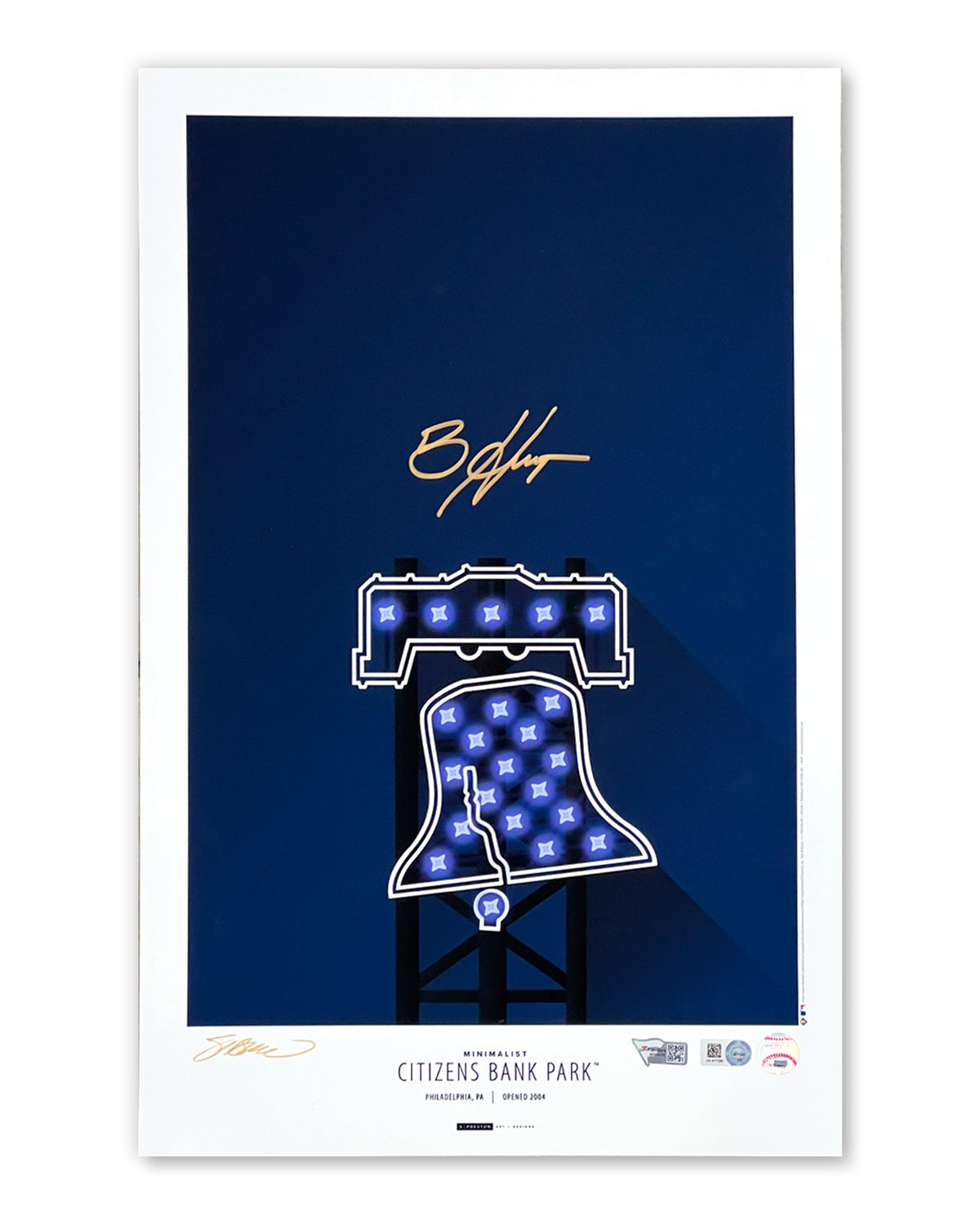 Minimalist Citizens Bank Park -Bryce Harper Autographed - Poster Print - MLB Authenticated