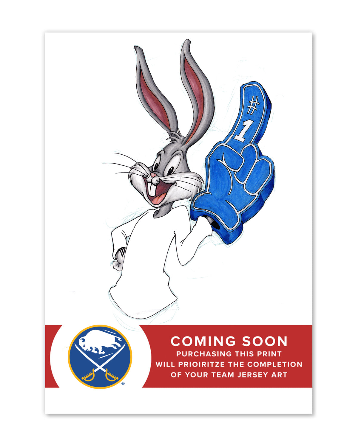 Rabbit Hockey Fan x NHL Sabres Bugs Bunny Limited Edition Art Print