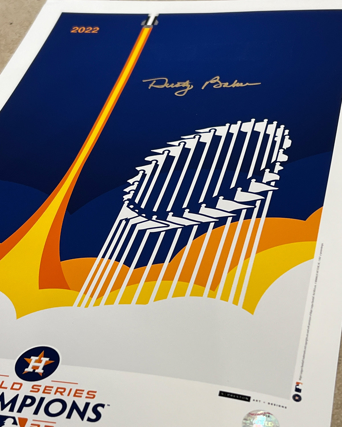 Minimalist World Series 2022 - Dusty Baker Autographed - Poster Print - Authenticated