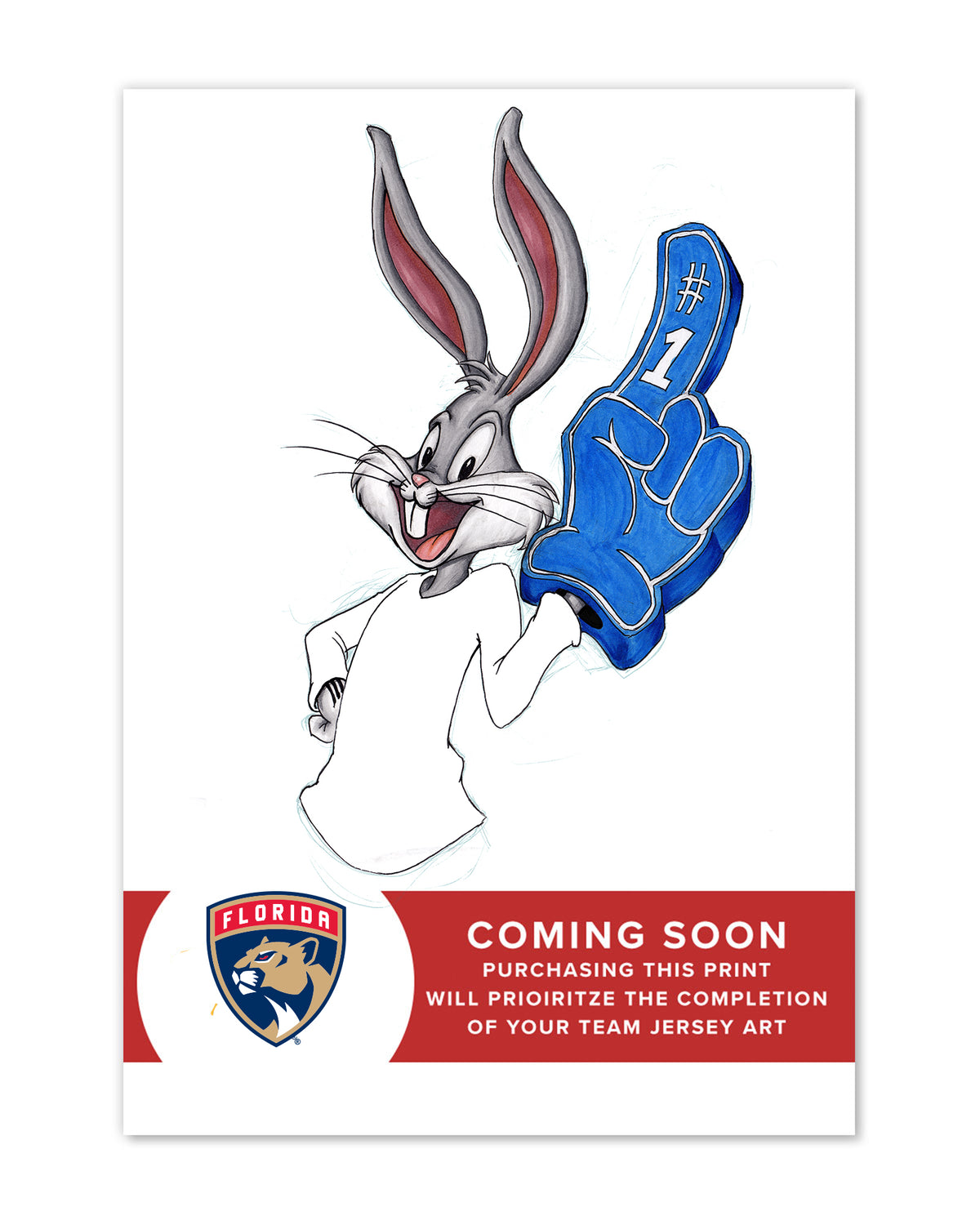 Rabbit Hockey Fan x NHL Panthers Bugs Bunny Limited Edition Art Print