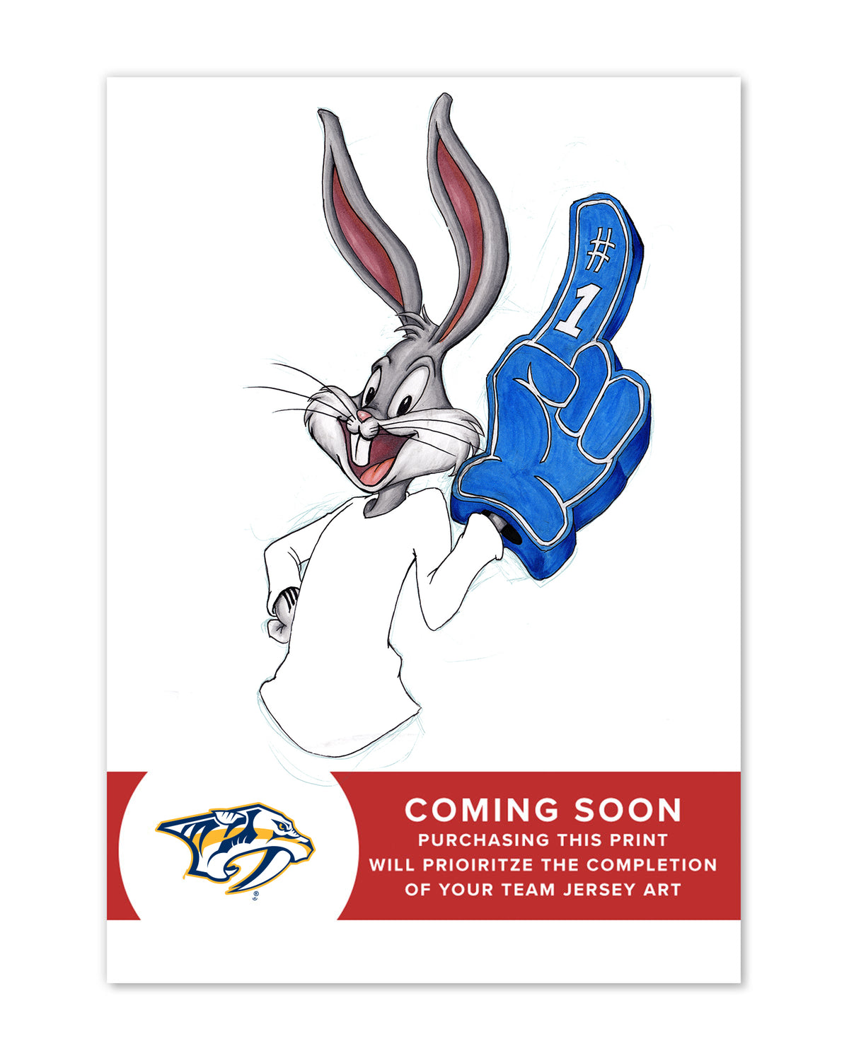 Rabbit Hockey Fan x NHL Predators Bugs Bunny Limited Edition Art Print