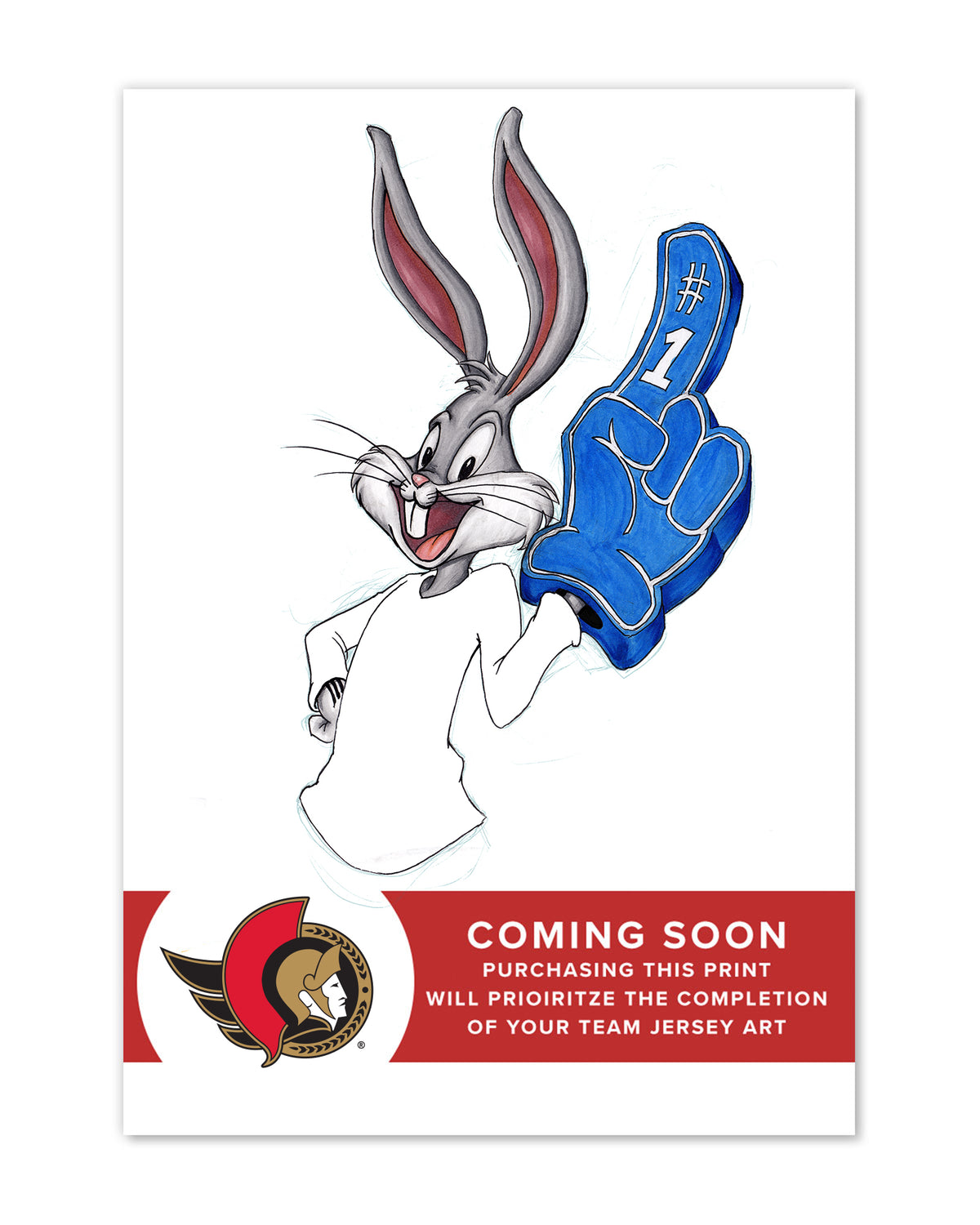 Rabbit Hockey Fan x NHL Senators Bugs Bunny Limited Edition Art Print