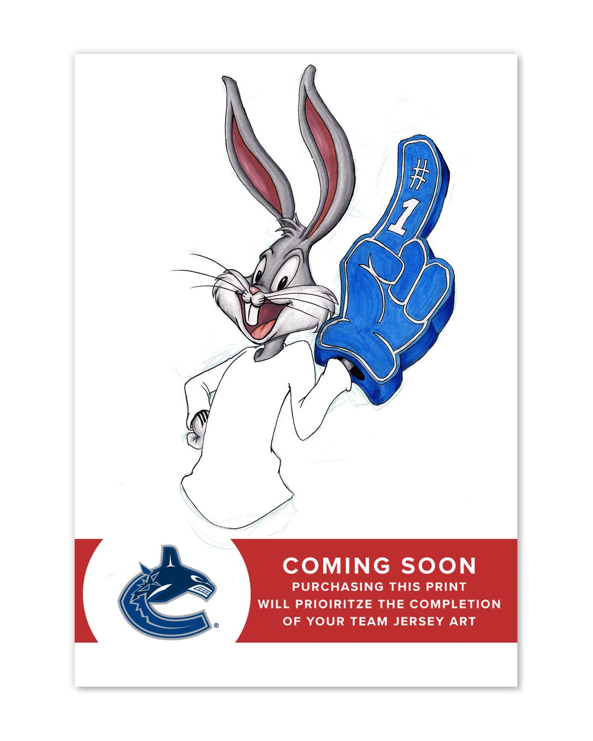 Rabbit Hockey Fan x NHL Canucks Bugs Bunny Limited Edition Art Print