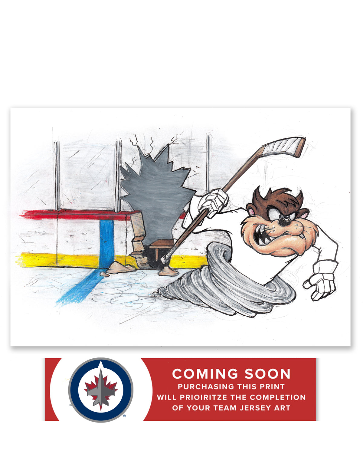 Tazmanian Line Change x NHL Jets Tazmanian Devil Limited Edition Art Print