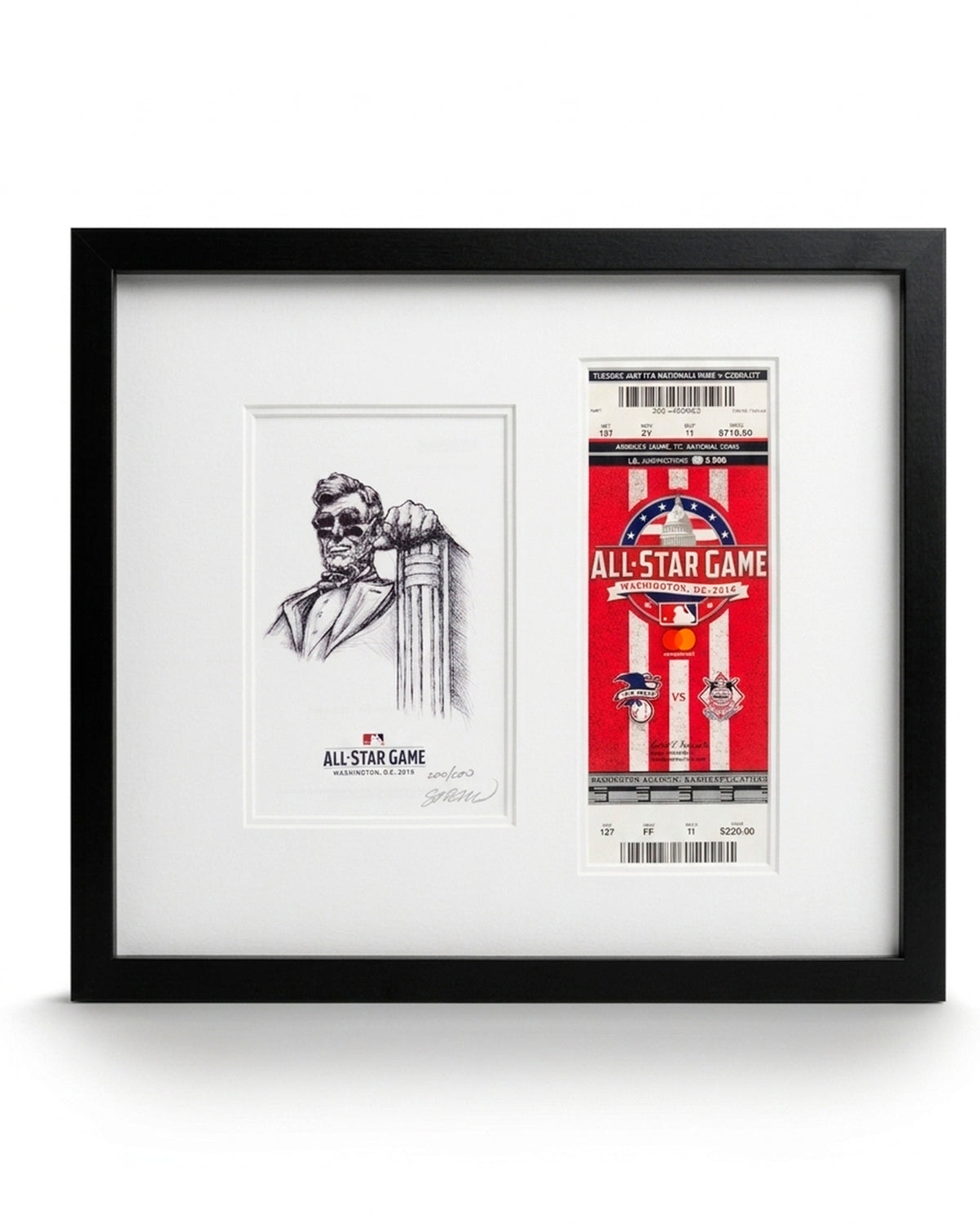 2018 MLB All-Star Game Sketch Art Card Framed with Ticket