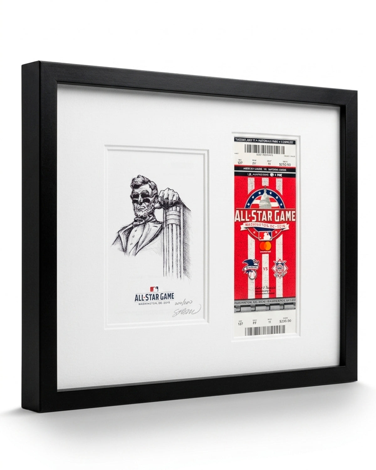 2018 MLB All-Star Game Sketch Art Card Framed with Ticket
