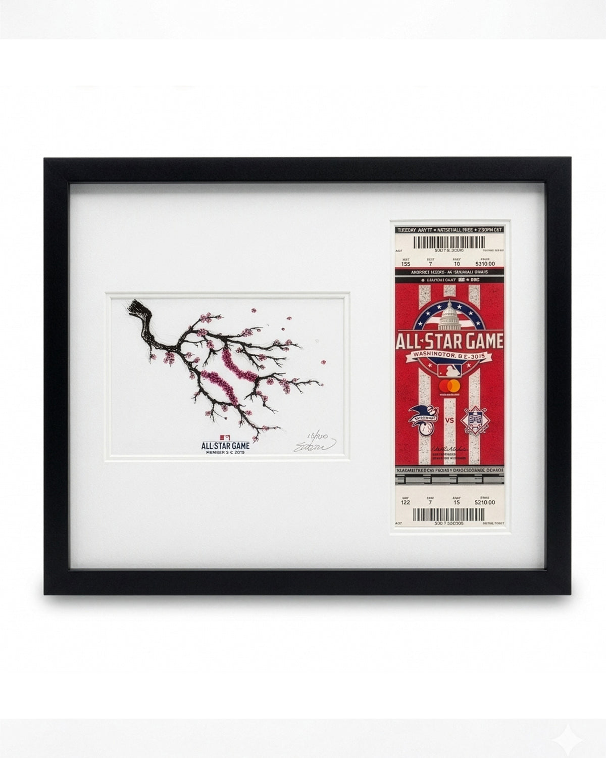 2018 MLB All-Star Game Sketch Art Card Framed with Ticket