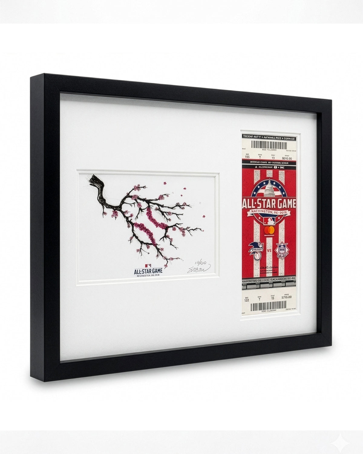 2018 MLB All-Star Game Sketch Art Card Framed with Ticket
