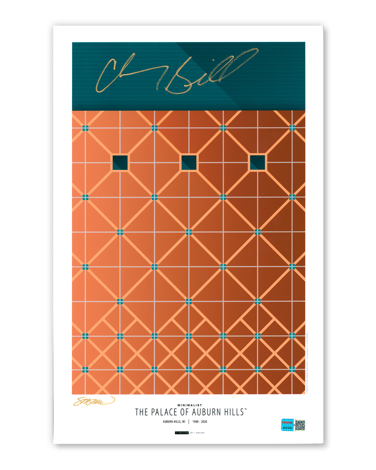 Minimalist Palace of Auburn Hills - Chauncey Billups Autographed - Poster Print - Authenticated