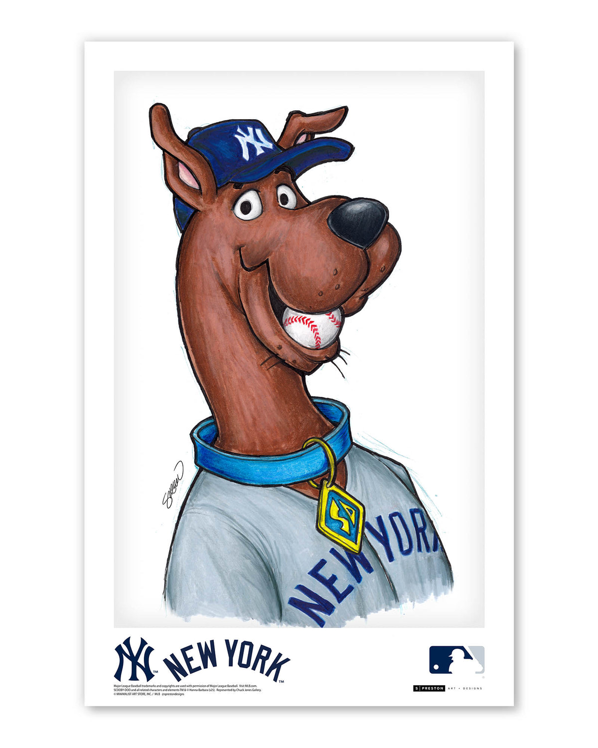 Scooby Doo x MLB Yankees Limited Edition Fine Art Print