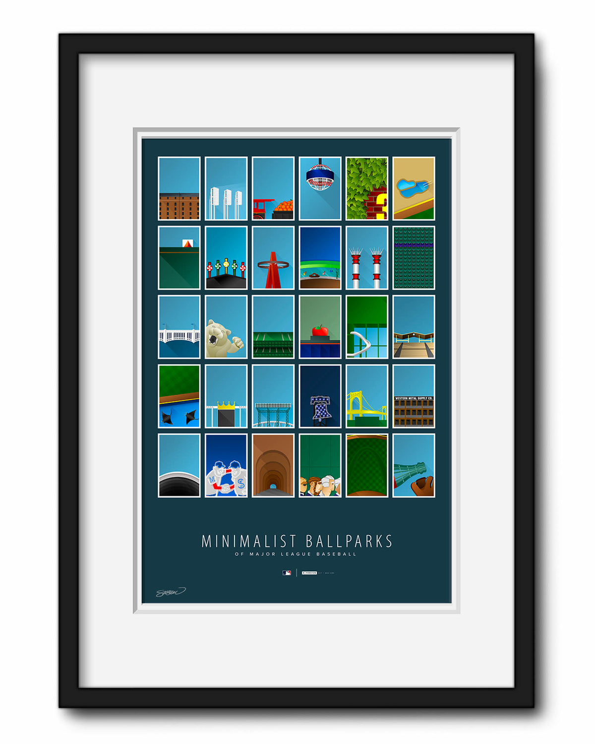 All Minimalist MLB Ballparks Art Print