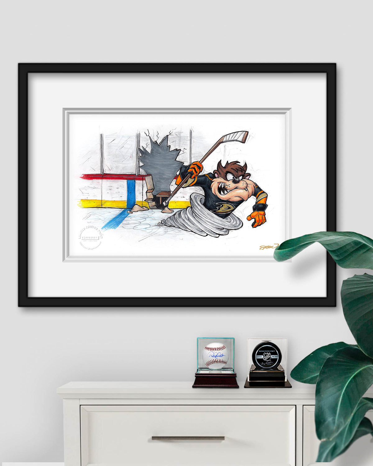 Tazmanian Line Change x NHL Ducks Tazmanian Devil Limited Edition Fine Art Print