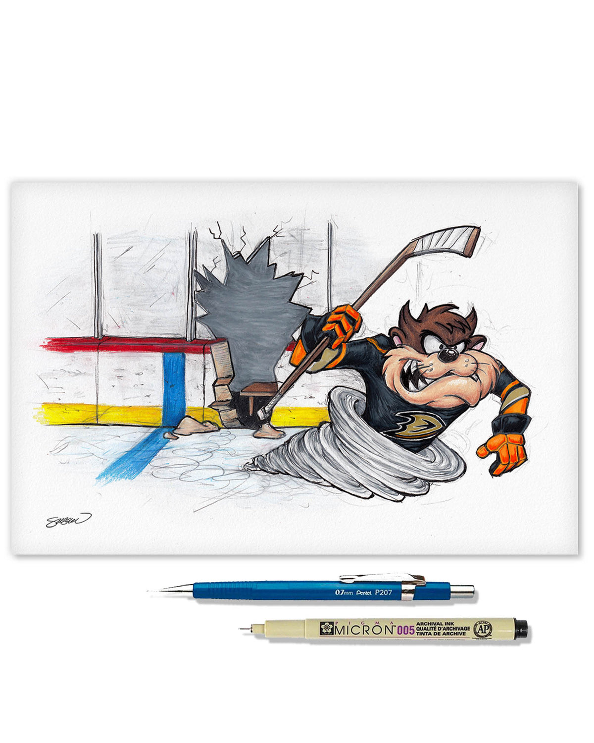 Tazmanian Line Change x NHL Ducks Tazmanian Devil Limited Edition Fine Art Print