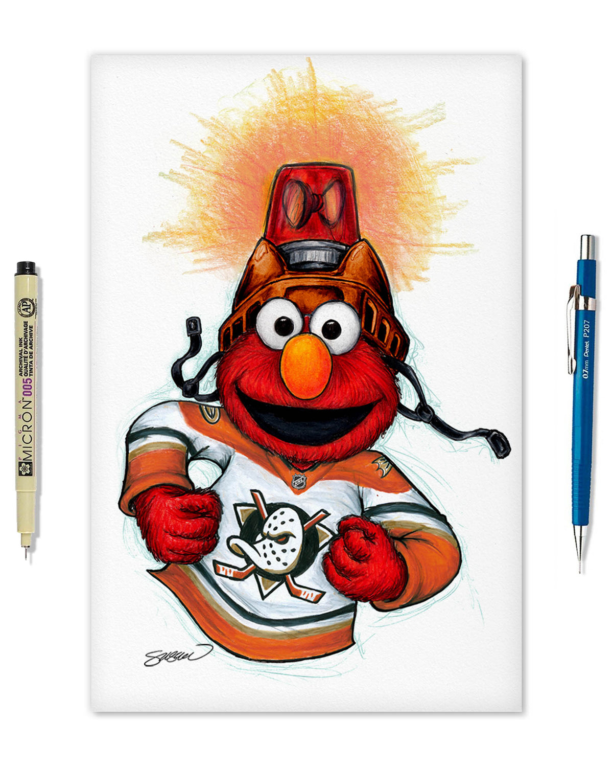 Elmo Loves Goals! x NHL Ducks Limited Edition Art Print