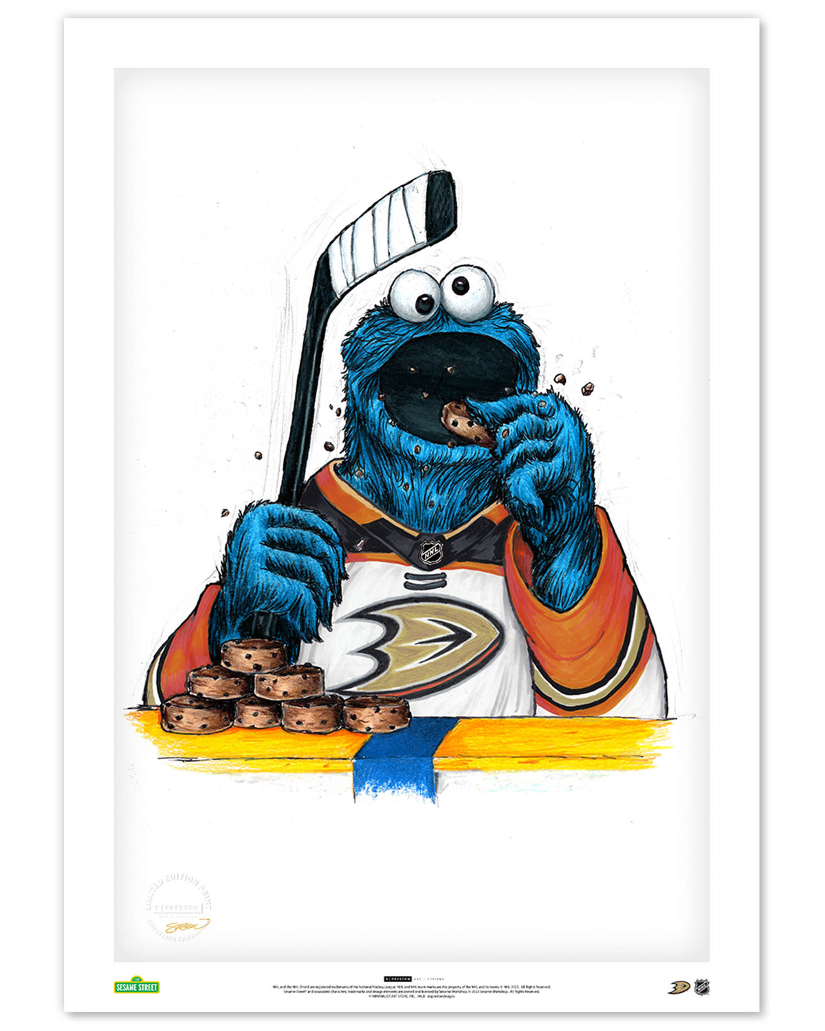 Cookie Monster x NHL Ducks Limited Edition Fine Art Print
