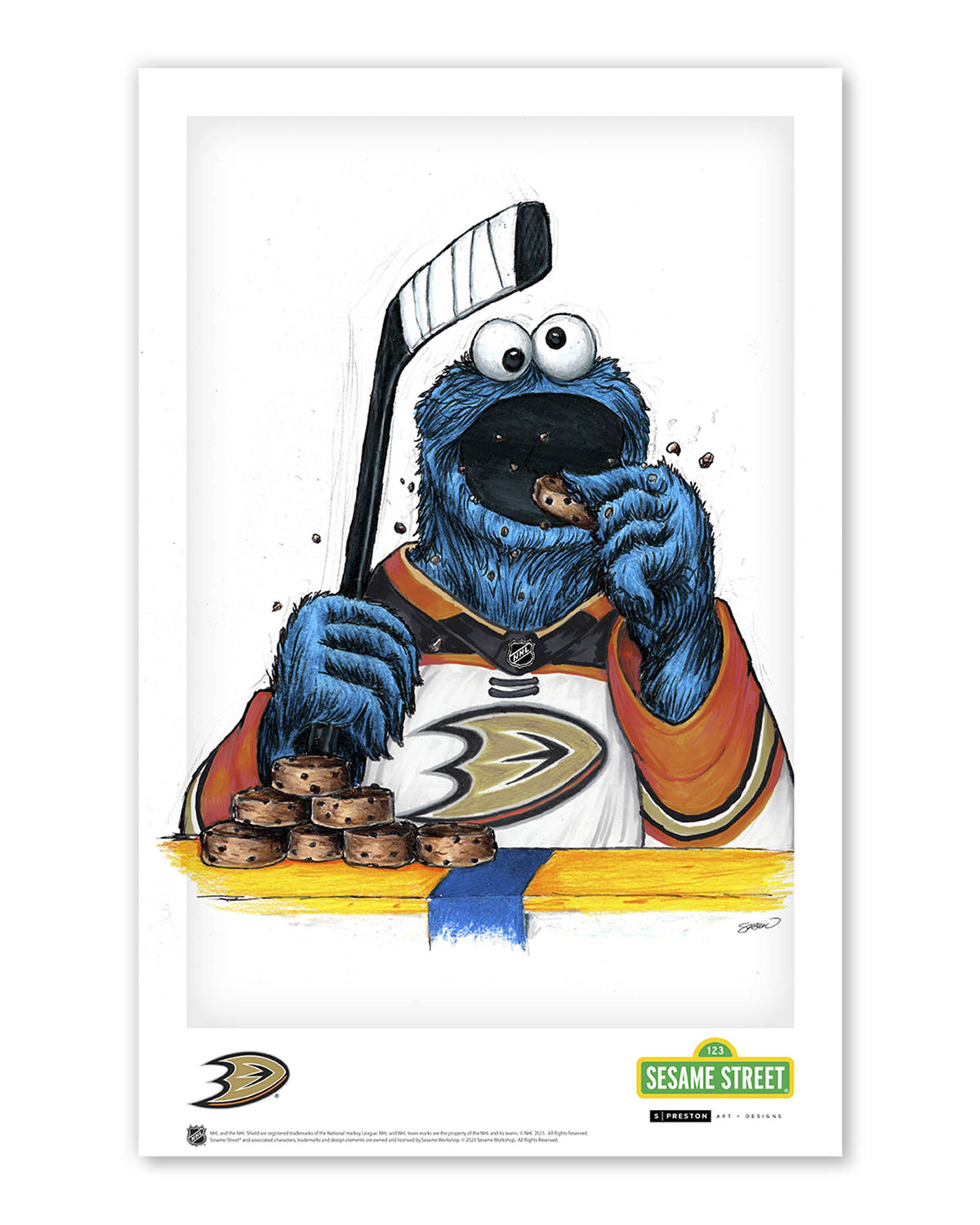 Cookie Monster x NHL Ducks Limited Edition Art Print