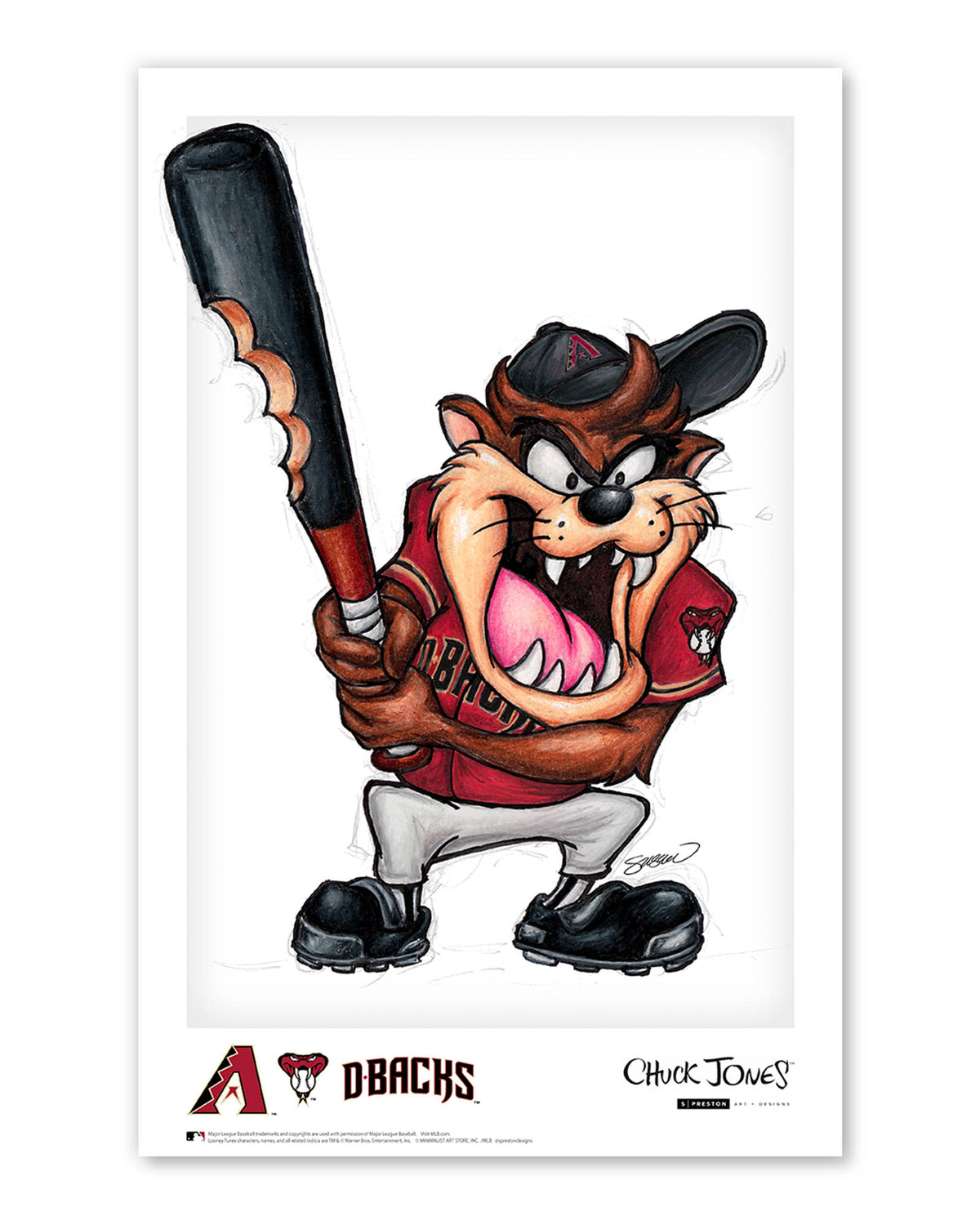 Taz On Deck x MLB DBacks Limited Edition Art Print