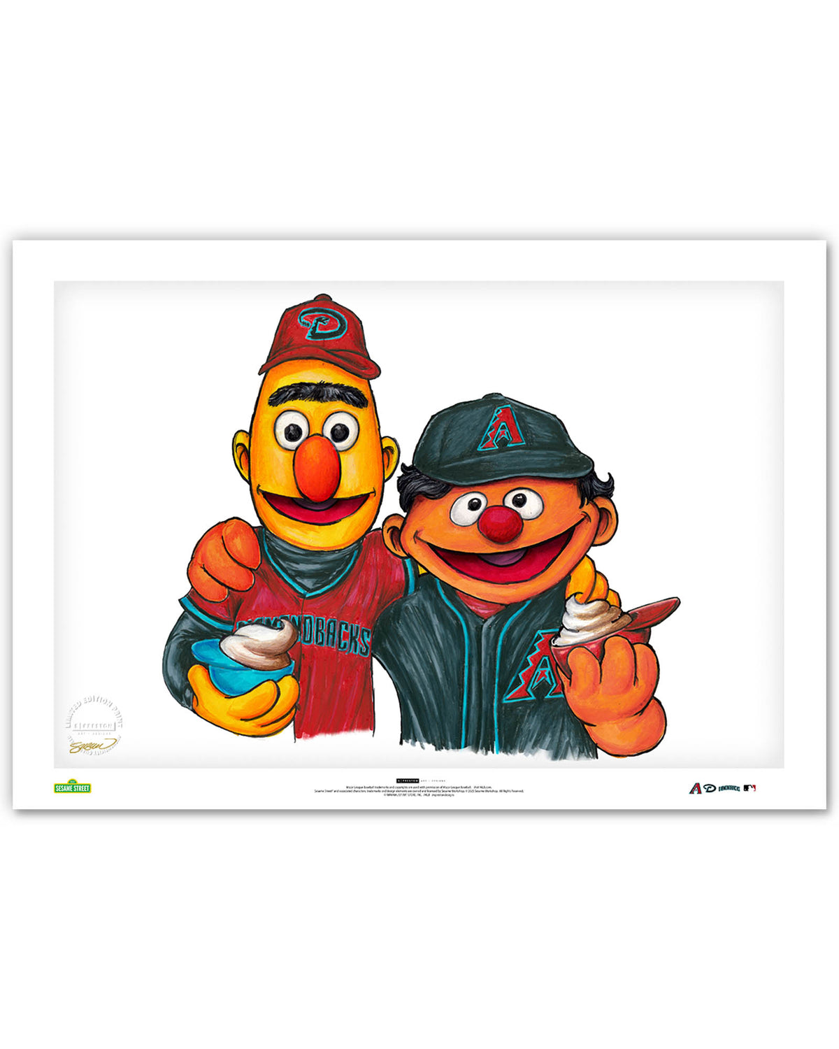 Bert and Ernie x MLB Diamondbacks Limited Edition Fine Art Print