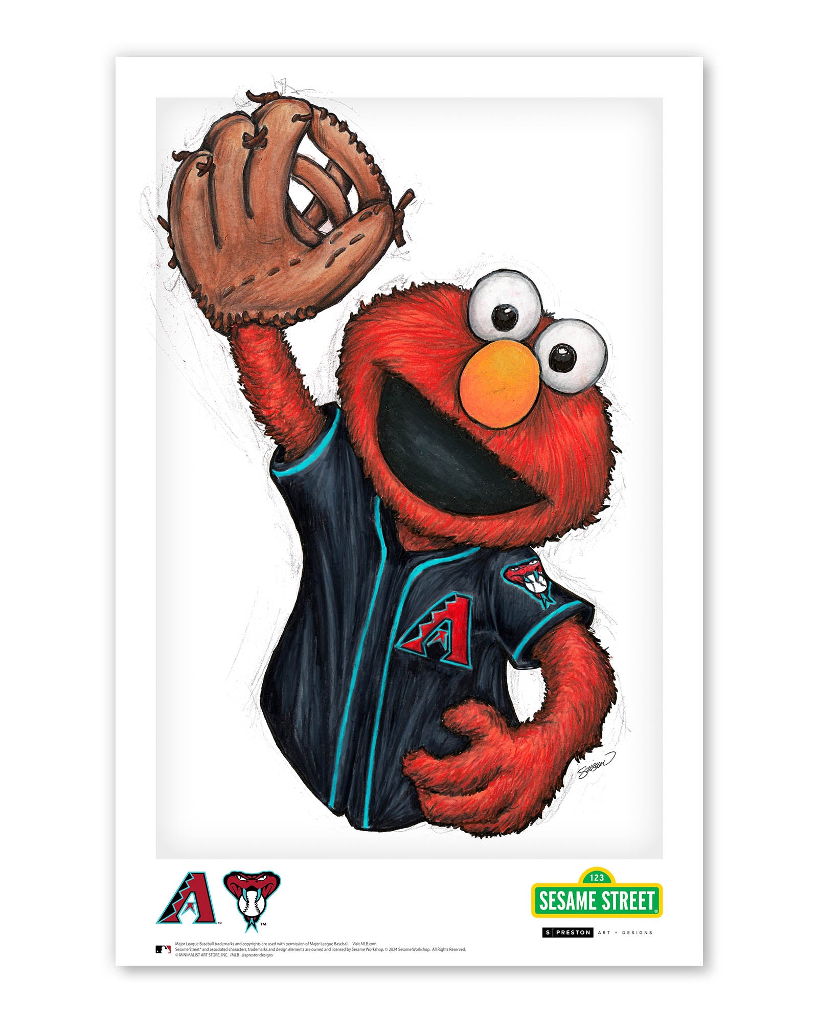Elmo x Diamondbacks Art Print | Sesame Street MLB – S. Preston Art