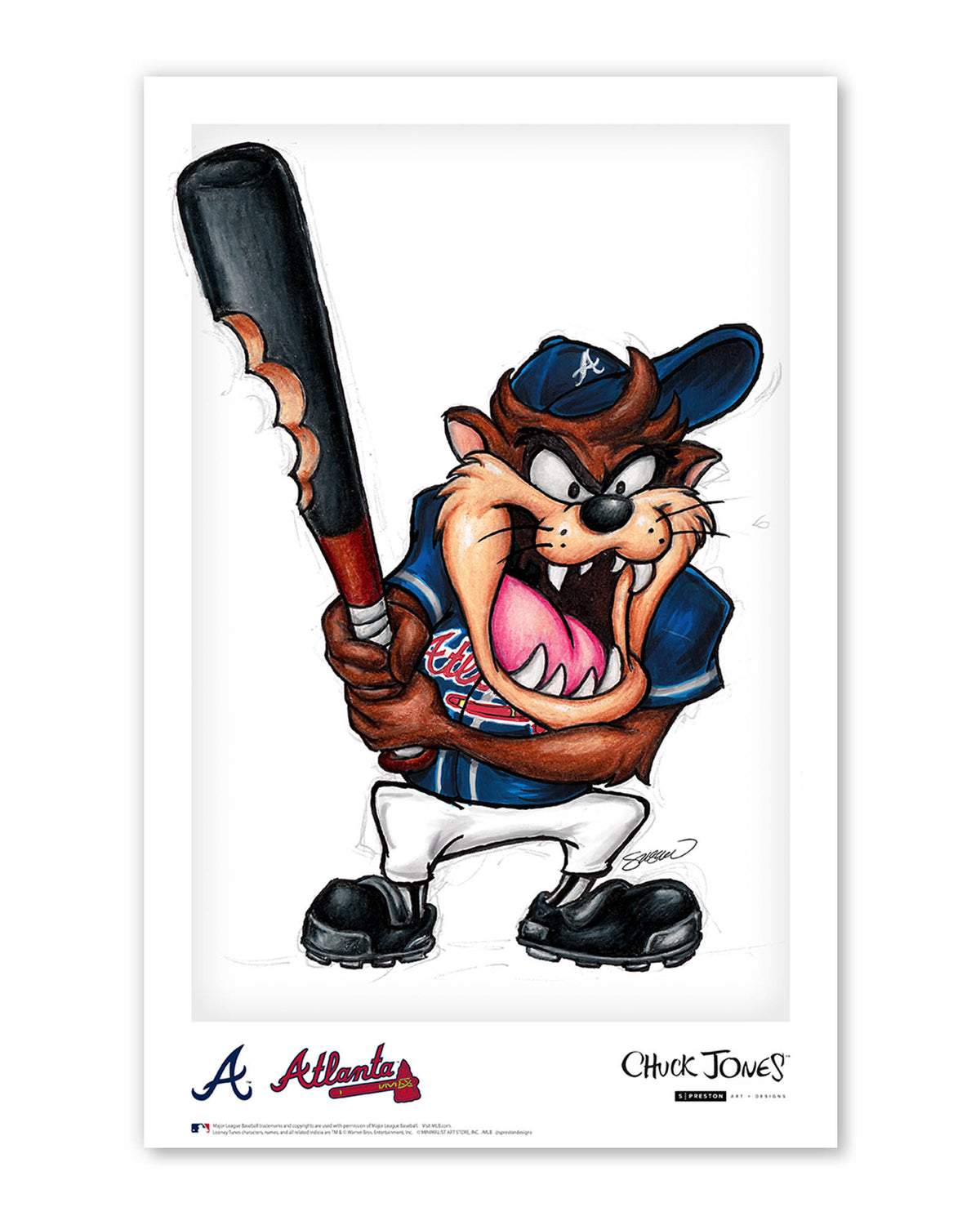 Taz On Deck x MLB Braves Limited Edition Art Print