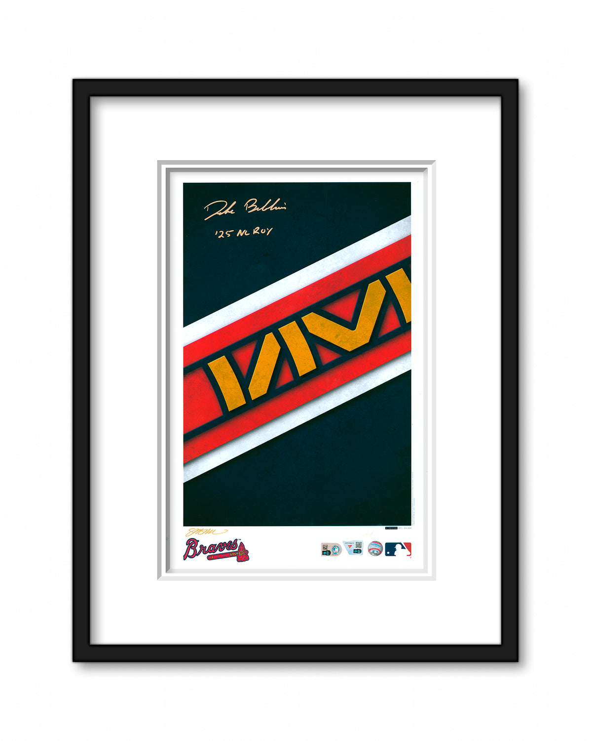 Minimalist Atlanta Braves Logo Print - Drake Baldwin Autographed - Authenticated - ROY INSCRIPTION