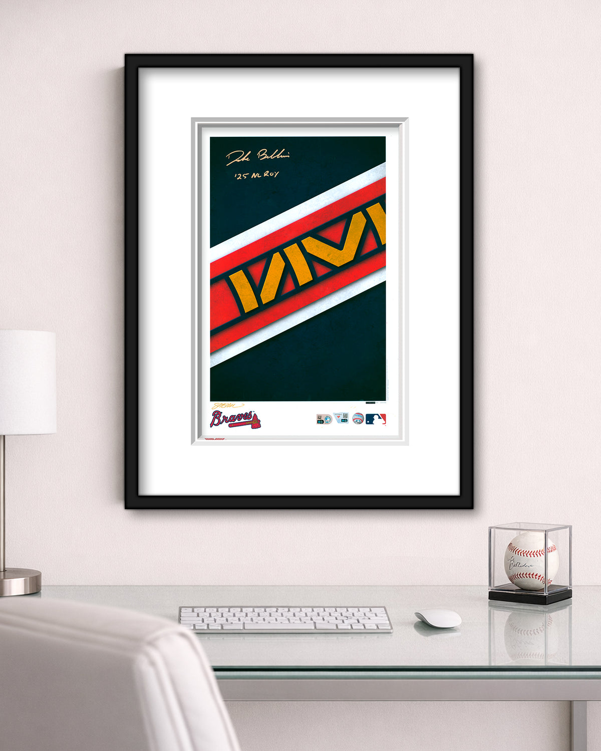 Minimalist Atlanta Braves Logo Print - Drake Baldwin Autographed - Authenticated - ROY INSCRIPTION