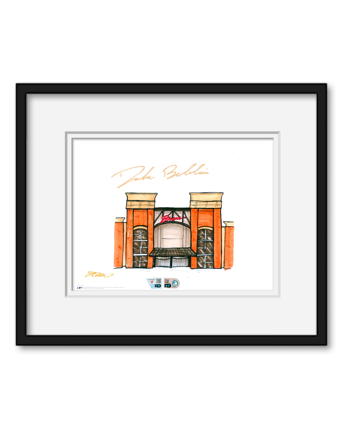 Truist Park Ink Sketch - Drake Baldwin Autographed - Authenticated