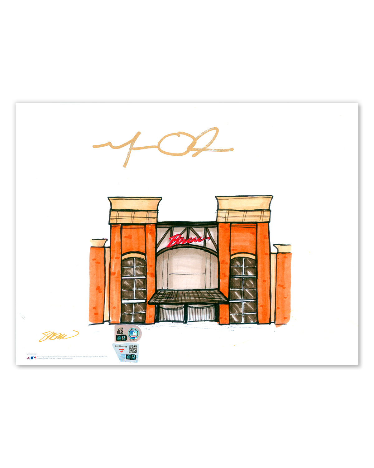 Truist Park Ink Sketch - Matt Olsen Autographed - Authenticated