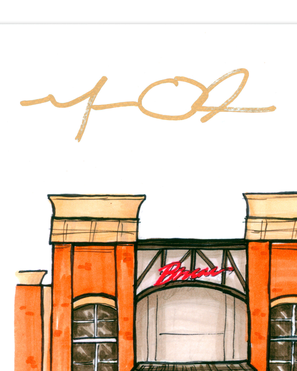 Truist Park Ink Sketch - Matt Olsen Autographed - Authenticated