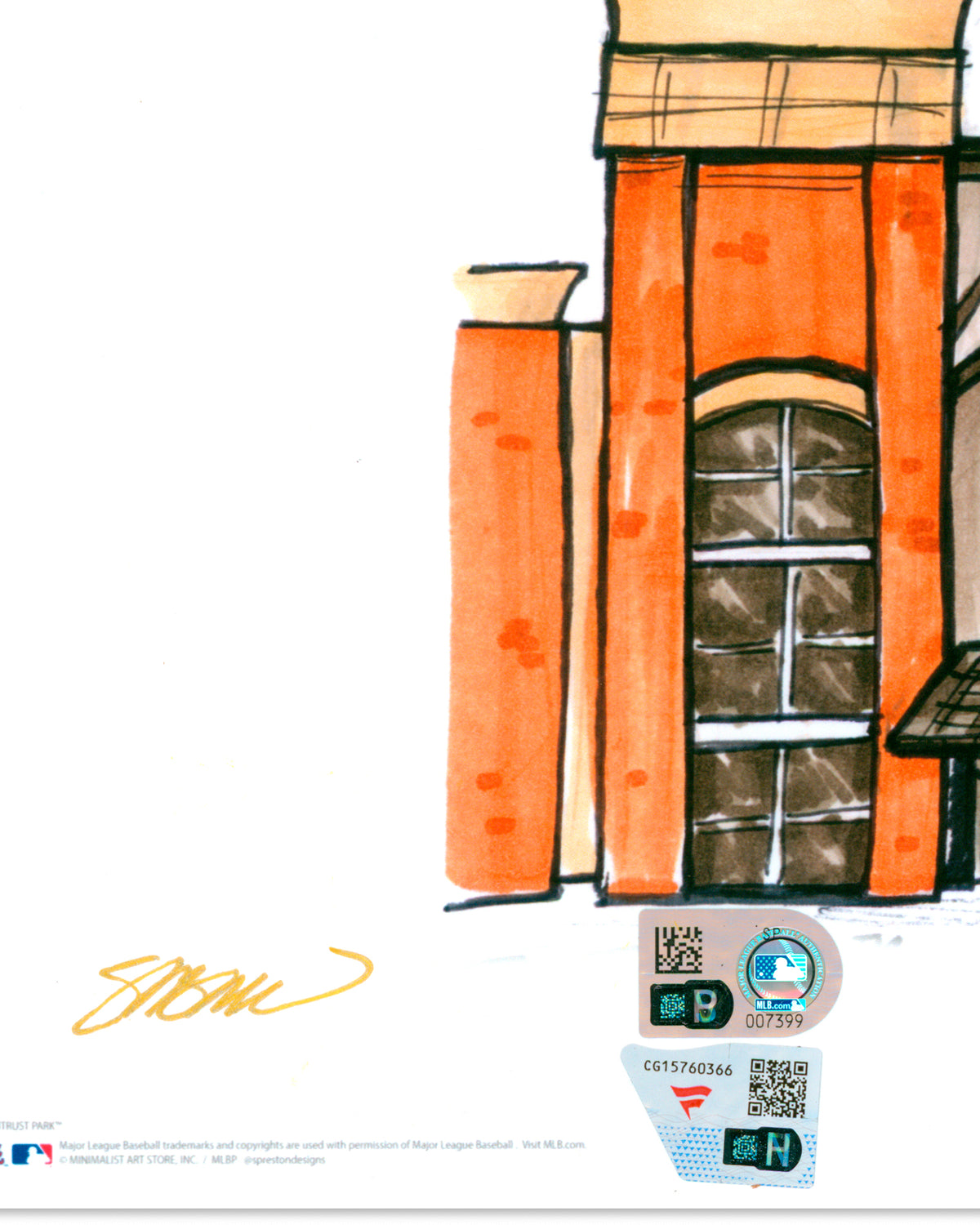 Truist Park Ink Sketch - Matt Olsen Autographed - Authenticated