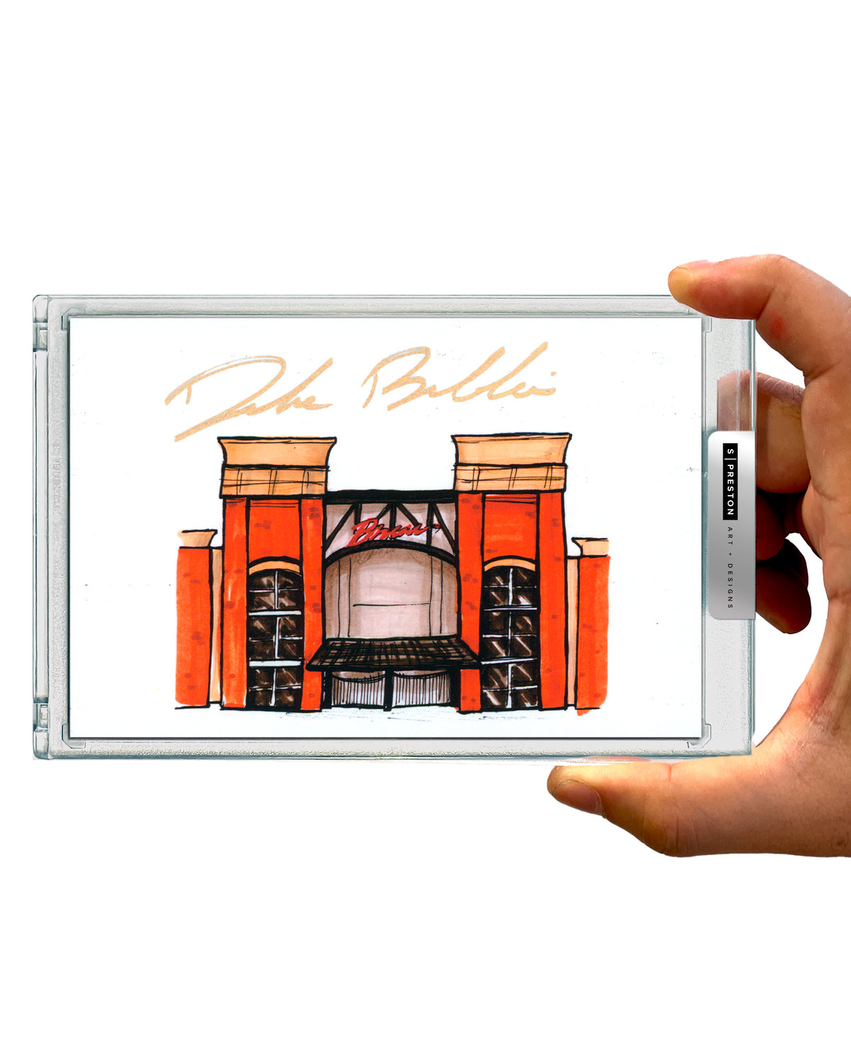 Truist Park Ink Sketch - Drake Baldwin Autograph Art Slab - Authenticated