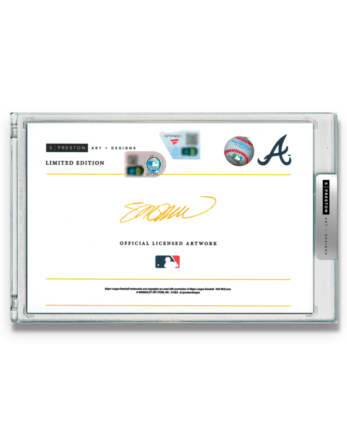 Truist Park Ink Sketch - Ronald Acuña Jr Autograph Art Slab - Authenticated