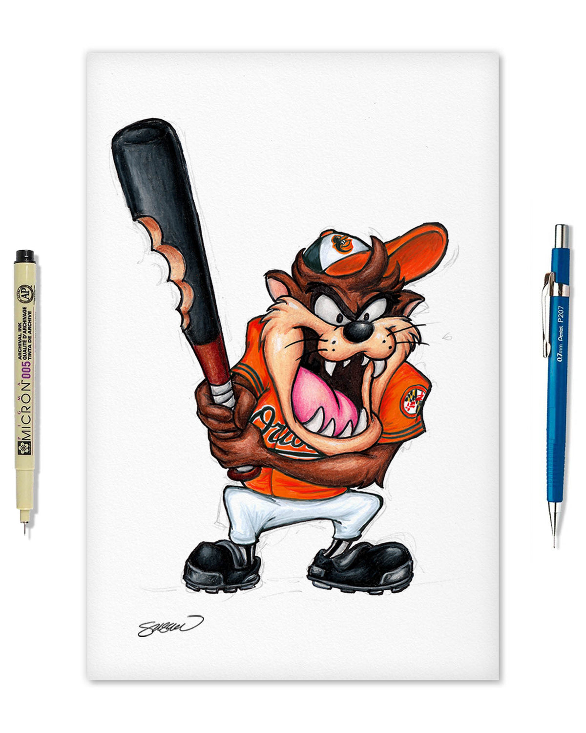 Taz On Deck x MLB Orioles Limited Edition Art Print