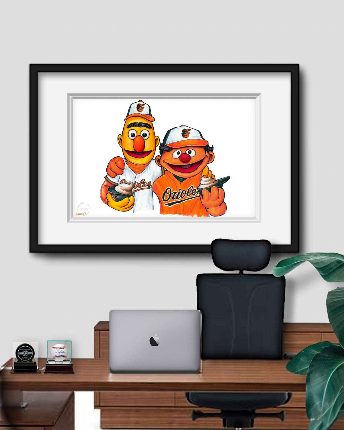 Bert and Ernie x MLB Baltimore Orioles Art Print