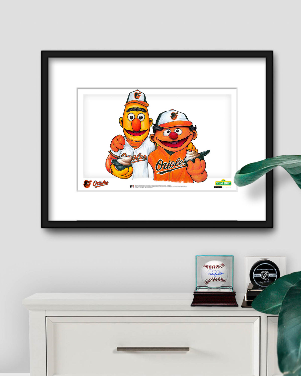 Bert and Ernie x MLB Orioles Limited Edition Fine Art Print