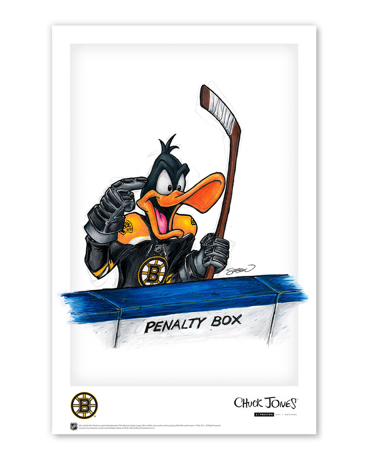Duck Season Hockey Season x NHL Bruins Daffy Duck Limited Edition Art Print