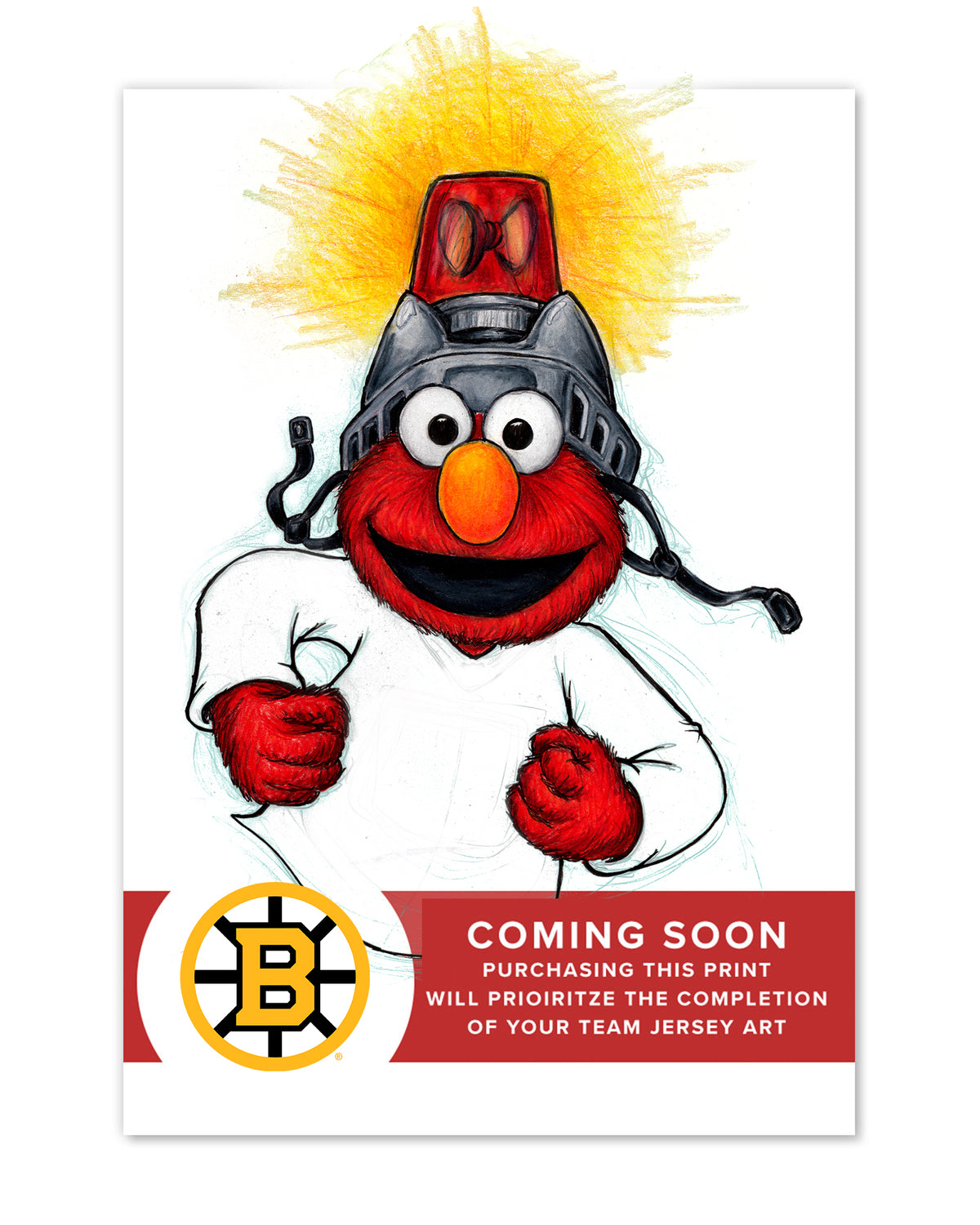 Elmo Loves Goals! x NHL Bruins Limited Edition Art Print