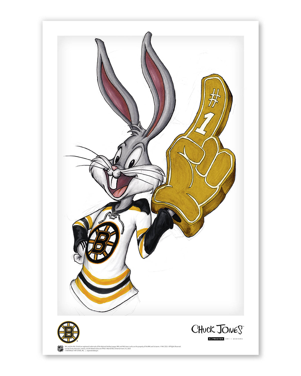 Rabbit Hockey Fan x NHL Bruins Bugs Bunny Limited Edition Art Print