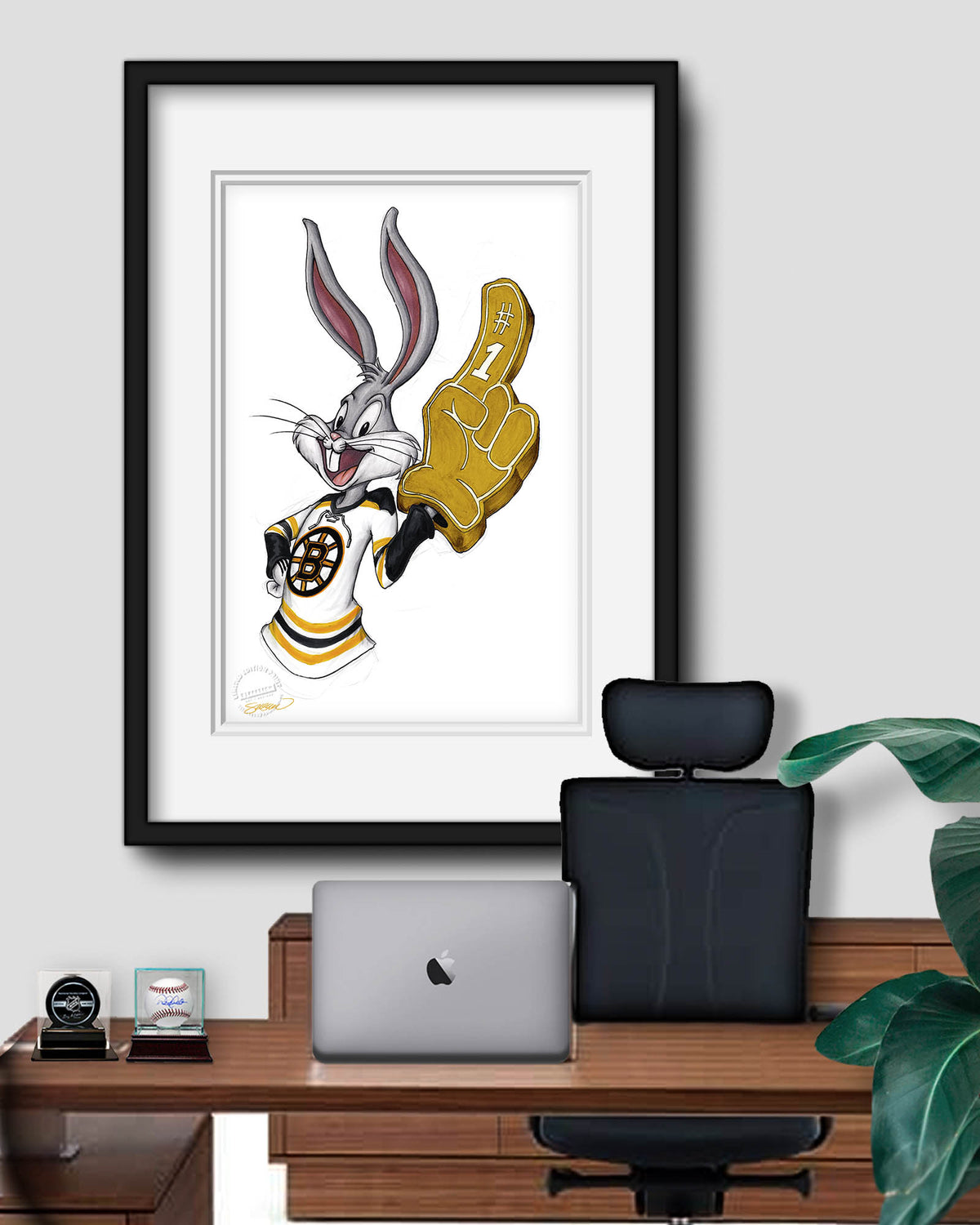 Rabbit Hockey Fan x NHL Bruins Bugs Bunny Limited Edition Fine Art Print
