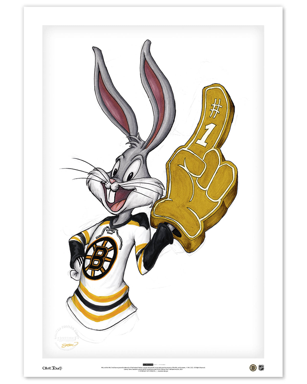 Rabbit Hockey Fan x NHL Bruins Bugs Bunny Limited Edition Fine Art Print