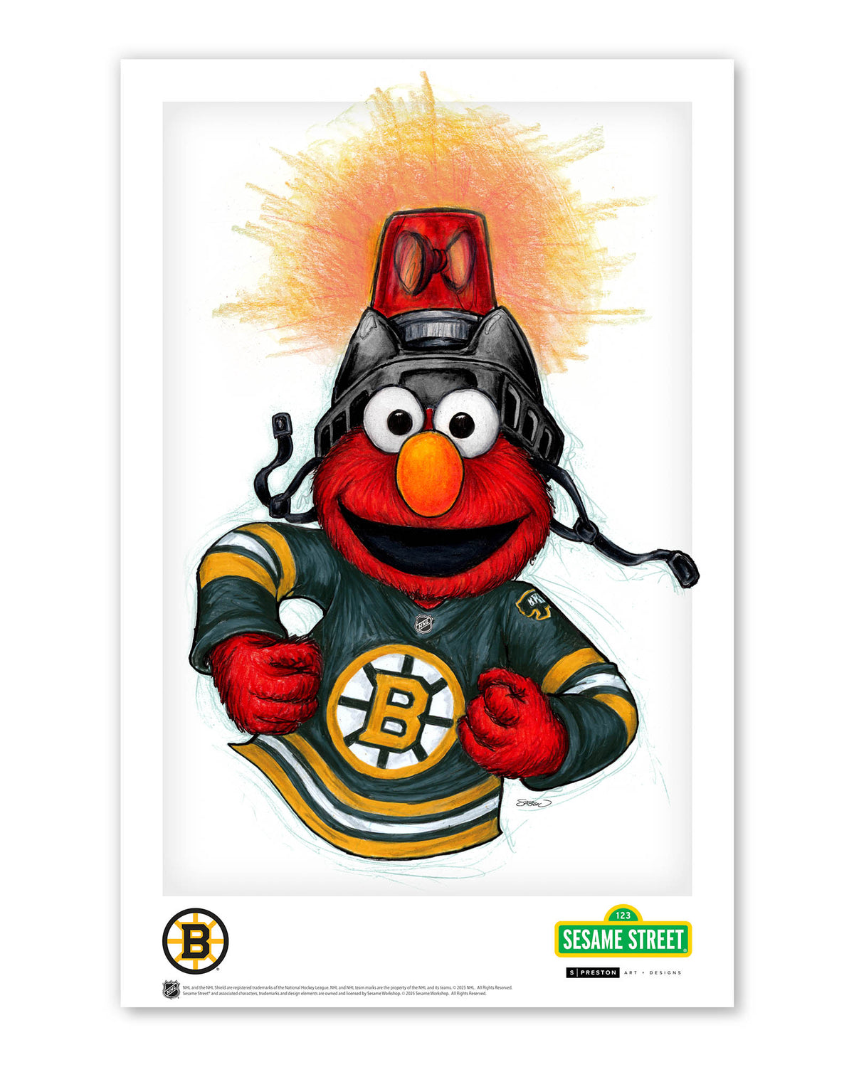 Elmo Loves Goals! x NHL Bruins Limited Edition Art Print