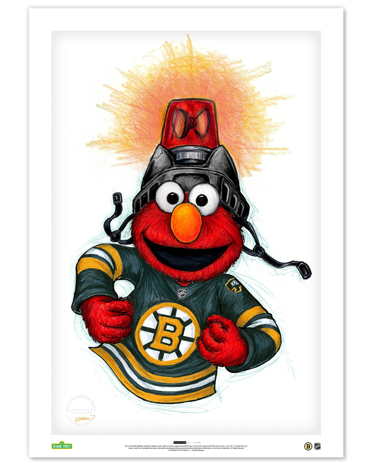 Elmo Loves Goals! x NHL Bruins Limited Edition Art Print