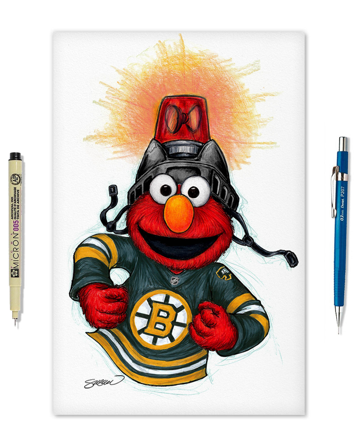 Elmo Loves Goals! x NHL Bruins Limited Edition Art Print